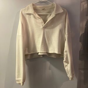 cropped cream polo top